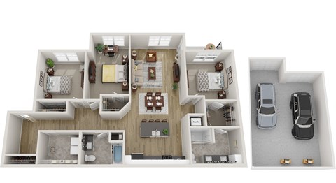 Floor plan for 3 beds, 2 baths, 1559 sqft